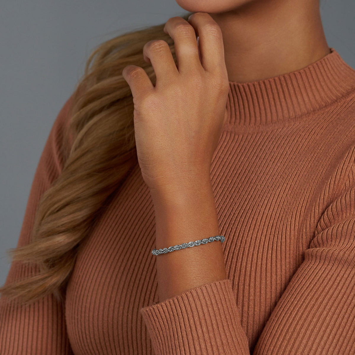 Women's Rope Bracelet (Silver) - 4mm