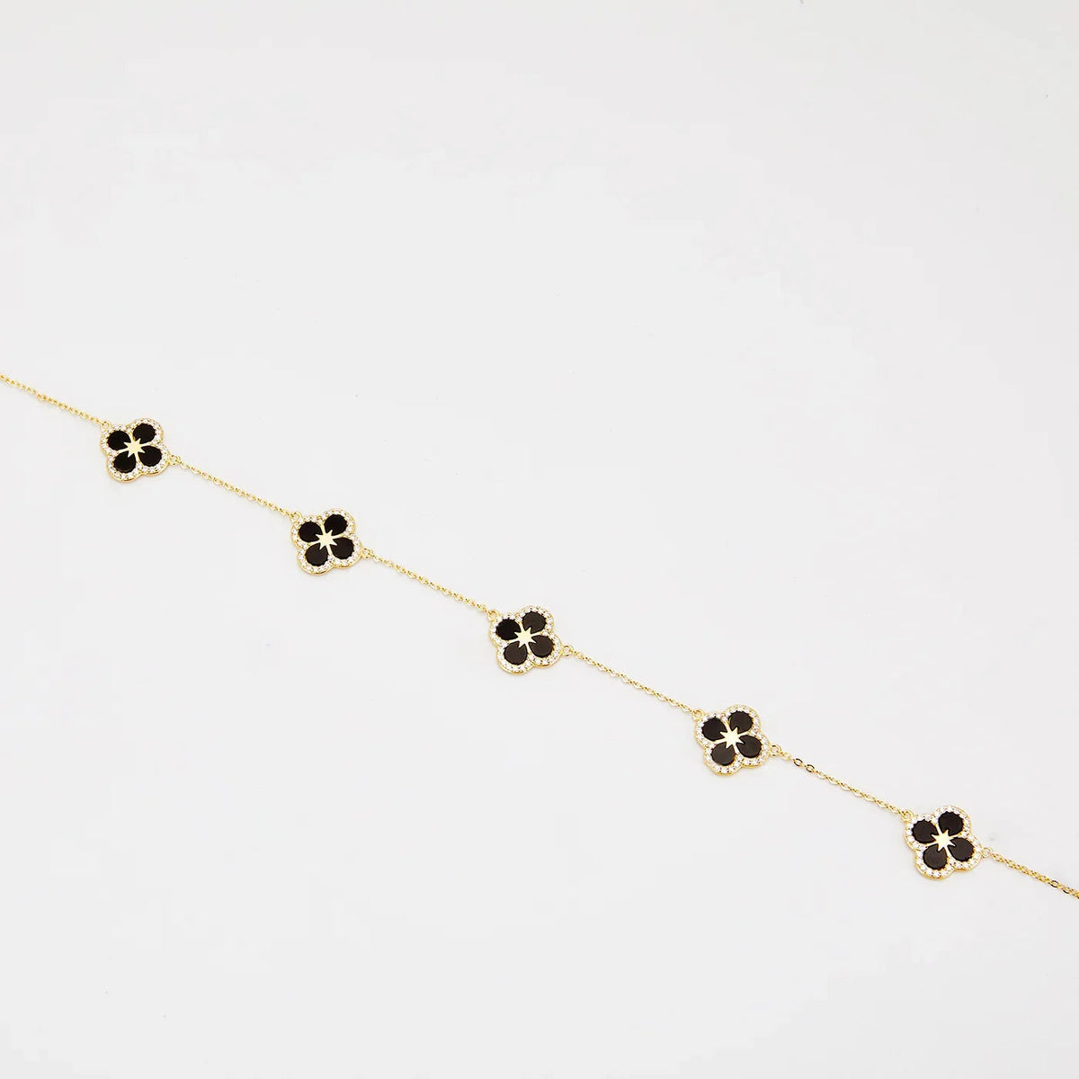 Iced Black Ventura Clover Necklace