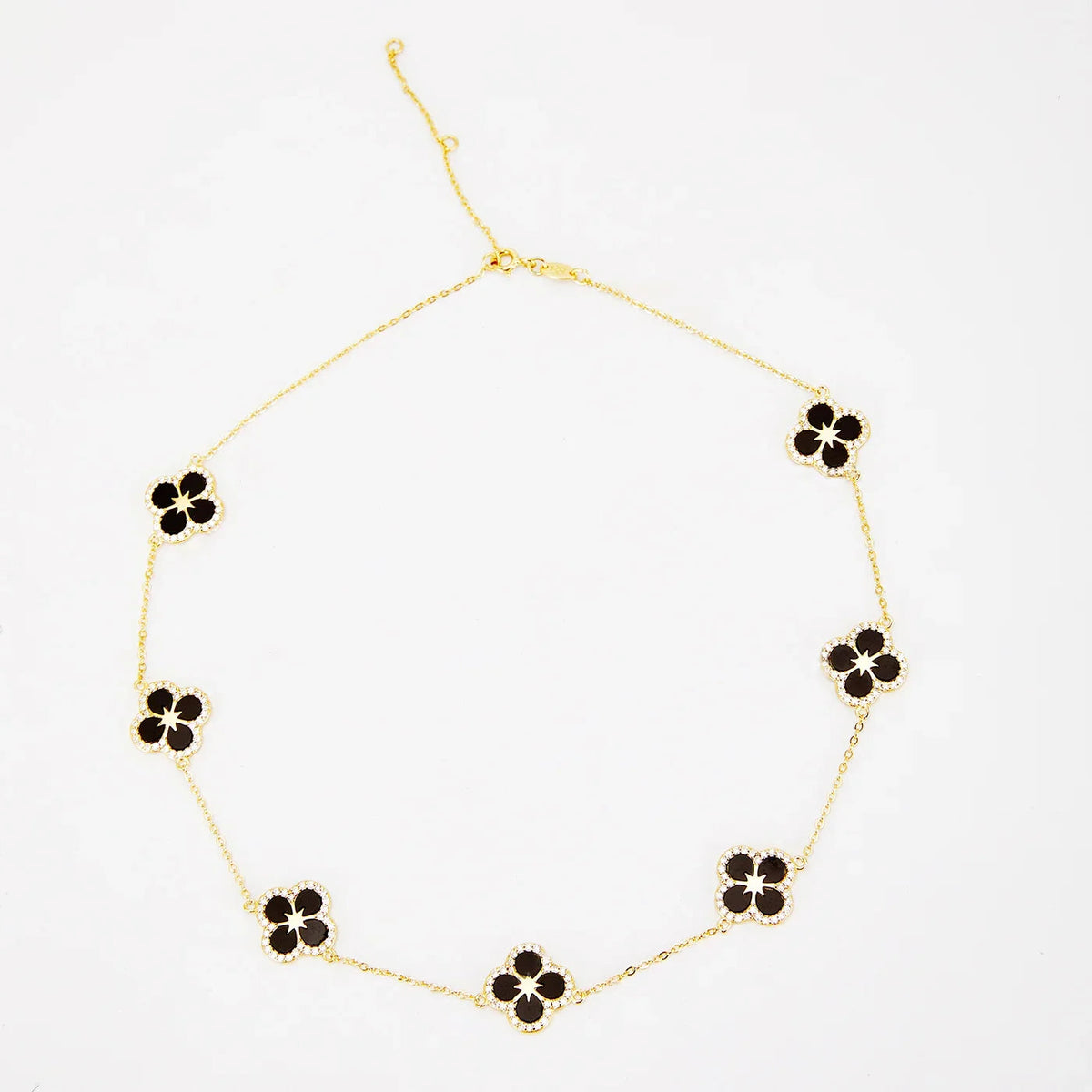 Iced Black Ventura Clover Necklace