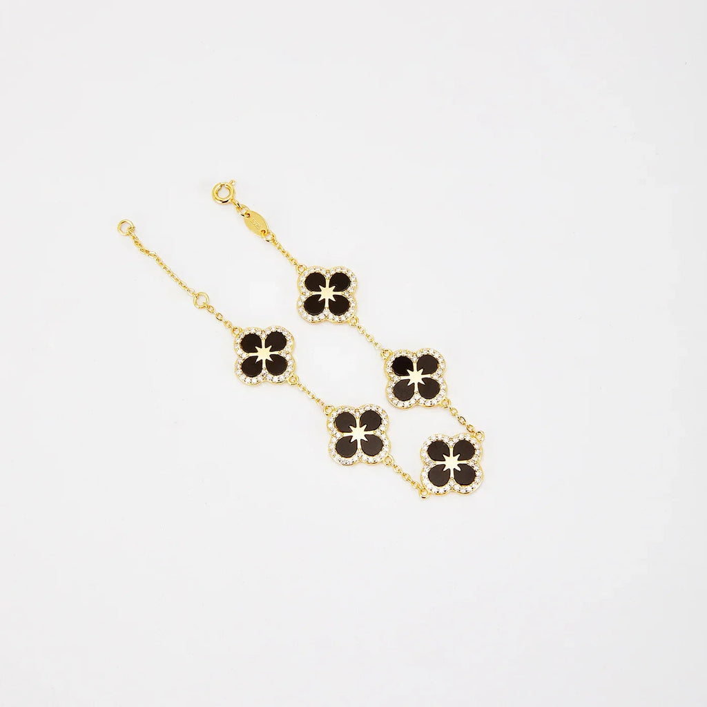 Iced Black Ventura Clover Bracelet