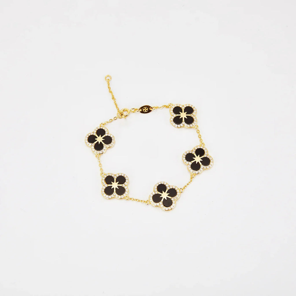 Iced Black Ventura Clover Bracelet