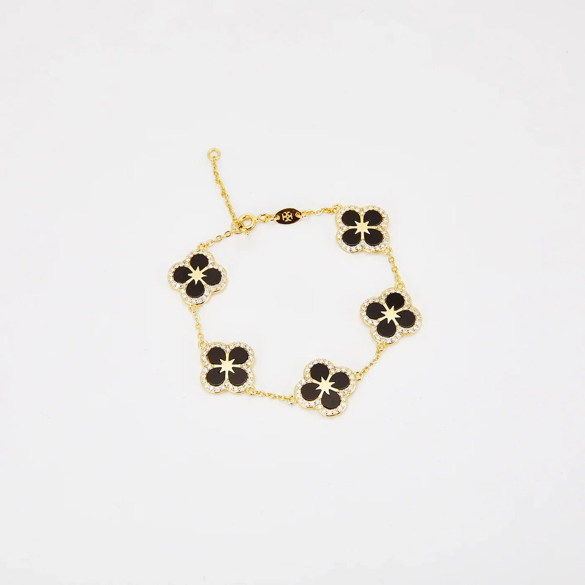 Iced Black Ventura Clover Bracelet