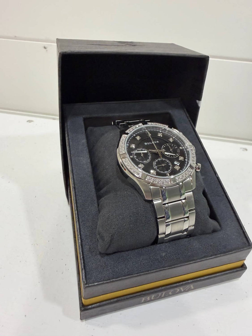 Men's Chronograph Classic Diamond Watch - 44Mm In Silver