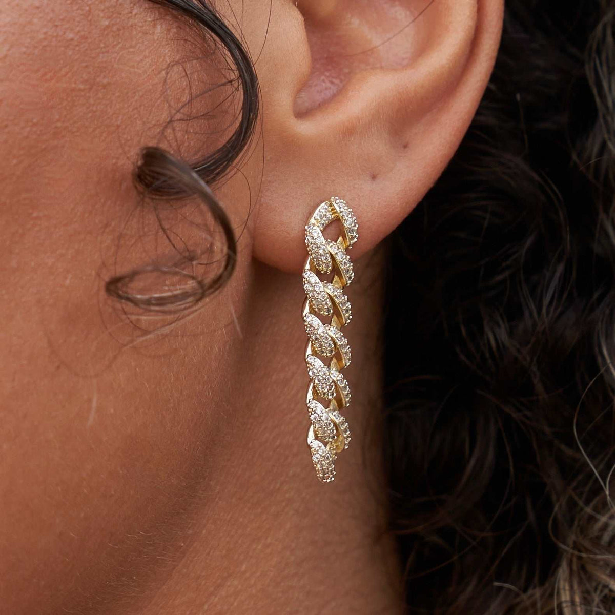 GLD GLD Prong Cuban Stud Earrings in Yellow Gold