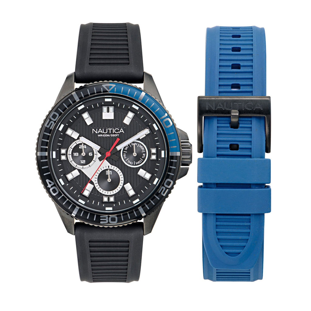 Nautica Mens Nct Windrose Wheat Fiber Watch Box Set