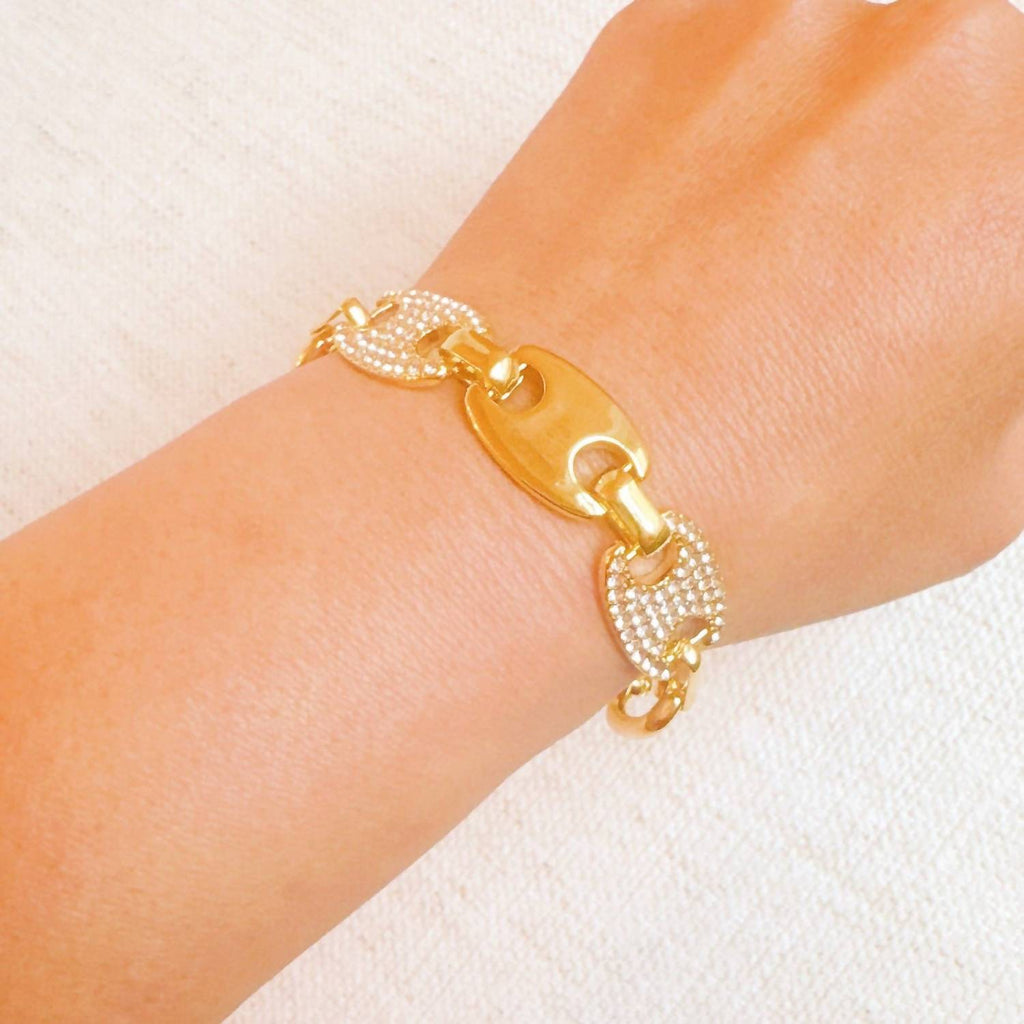 Women's Pavé Horse Bit Bracelet In Gold