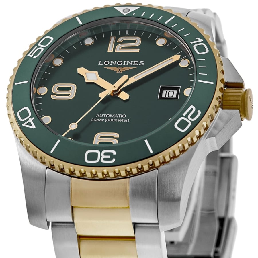 Longines HydroConquest Automatic Green Dial Two-Tone Yellow Gold PVD Stainless Steel Men's Watch L3.782.3.06.7