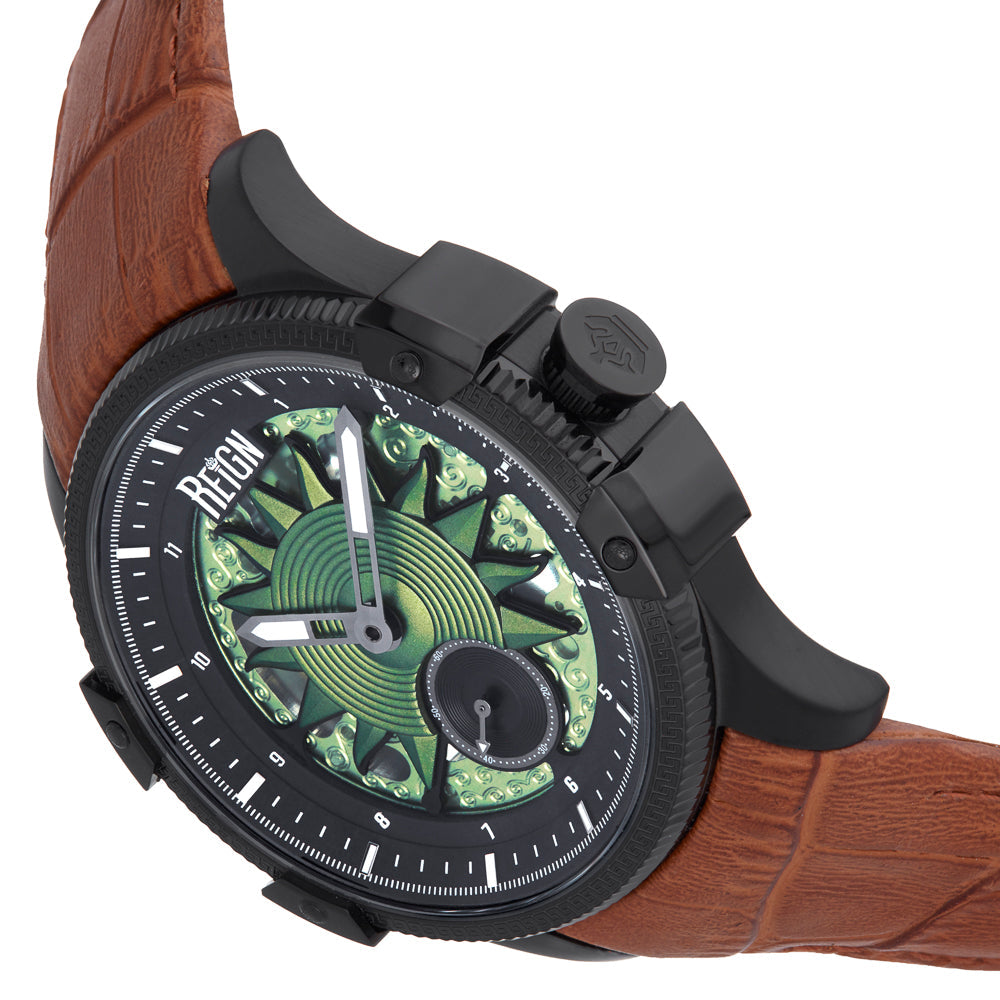 Solstice Automatic Semi-Skeleton Watch - Brown/Green