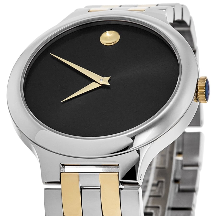 Movado Veturi Black Dial Two-Tone Yellow Gold PVD Stainless Steel Men's Watch 0608042