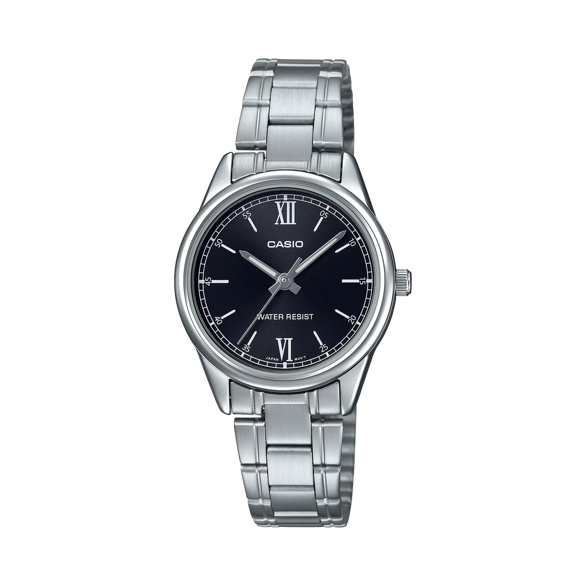 Casio Women’s Silver-Tone Analog Watch with Black Dial - LTP-V005D-1B2UDF