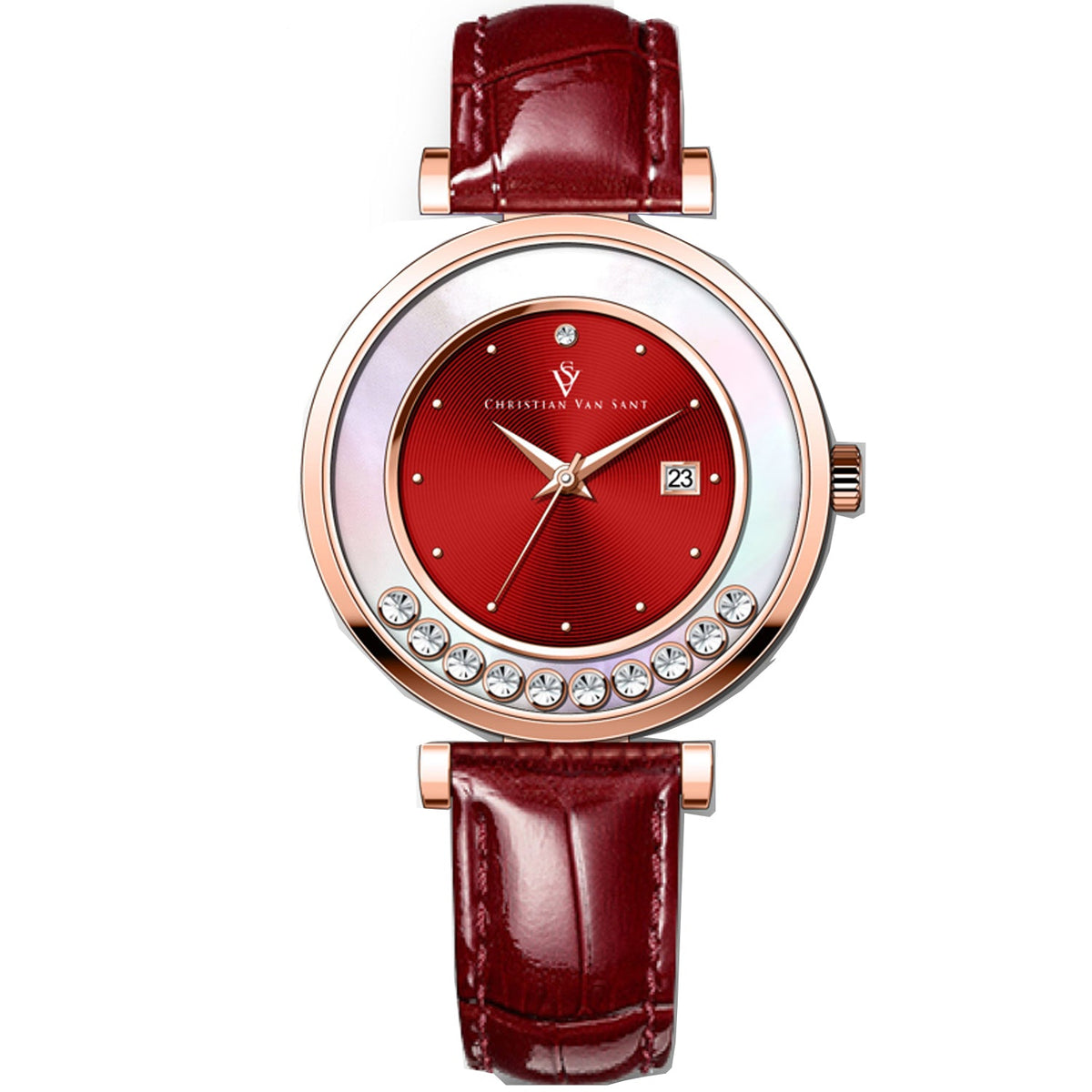Christian Van Sant Women's Bria Red Dial Watch