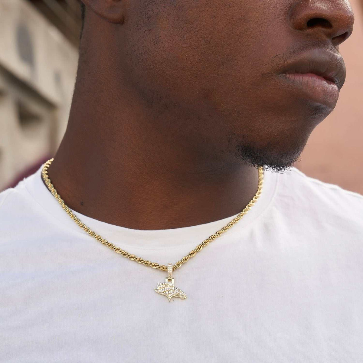 Denver Broncos Official NFL Micro Logo Pendant - Yellow Gold