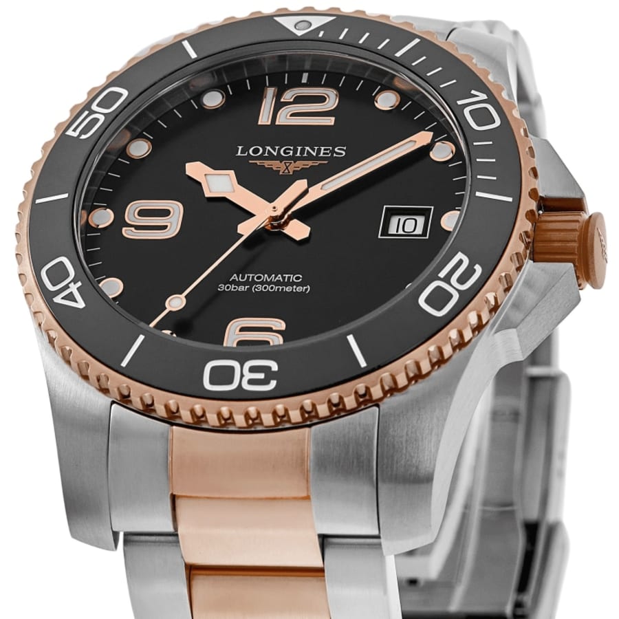 Longines HydroConquest Automatic Black Dial Rose Gold & Steel  Men's Watch L3.782.3.58.7