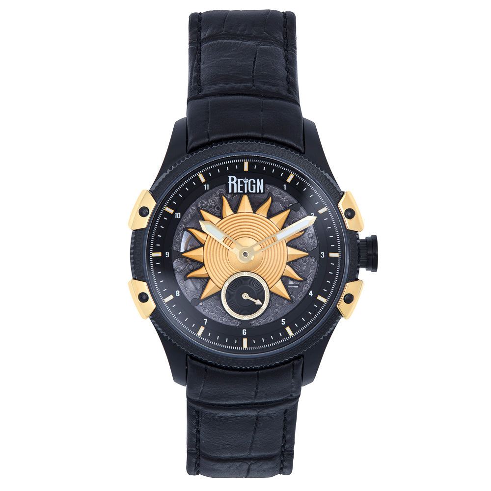 Solstice Automatic Semi-Skeleton Watch - Black/Gold