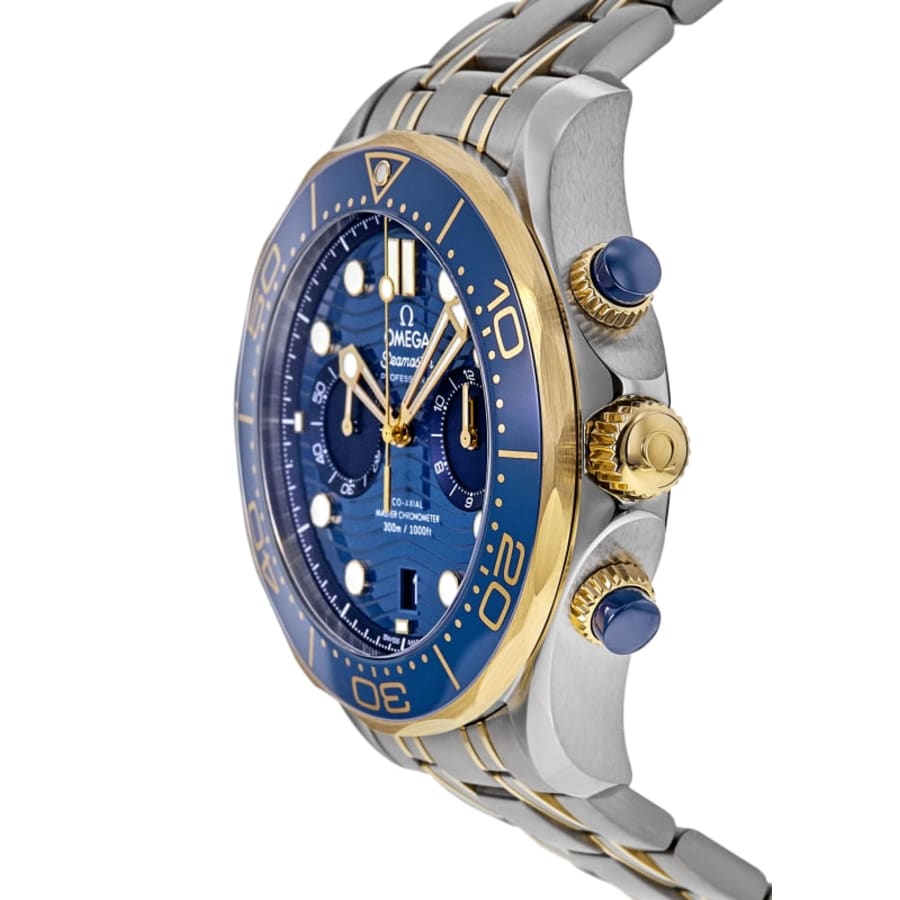 Omega Seamaster Diver 300M Chronograph Blue Dial Two-Tone 18K Yellow Gold & Stainless Steel Men's Watch 210.20.44.51.03.001