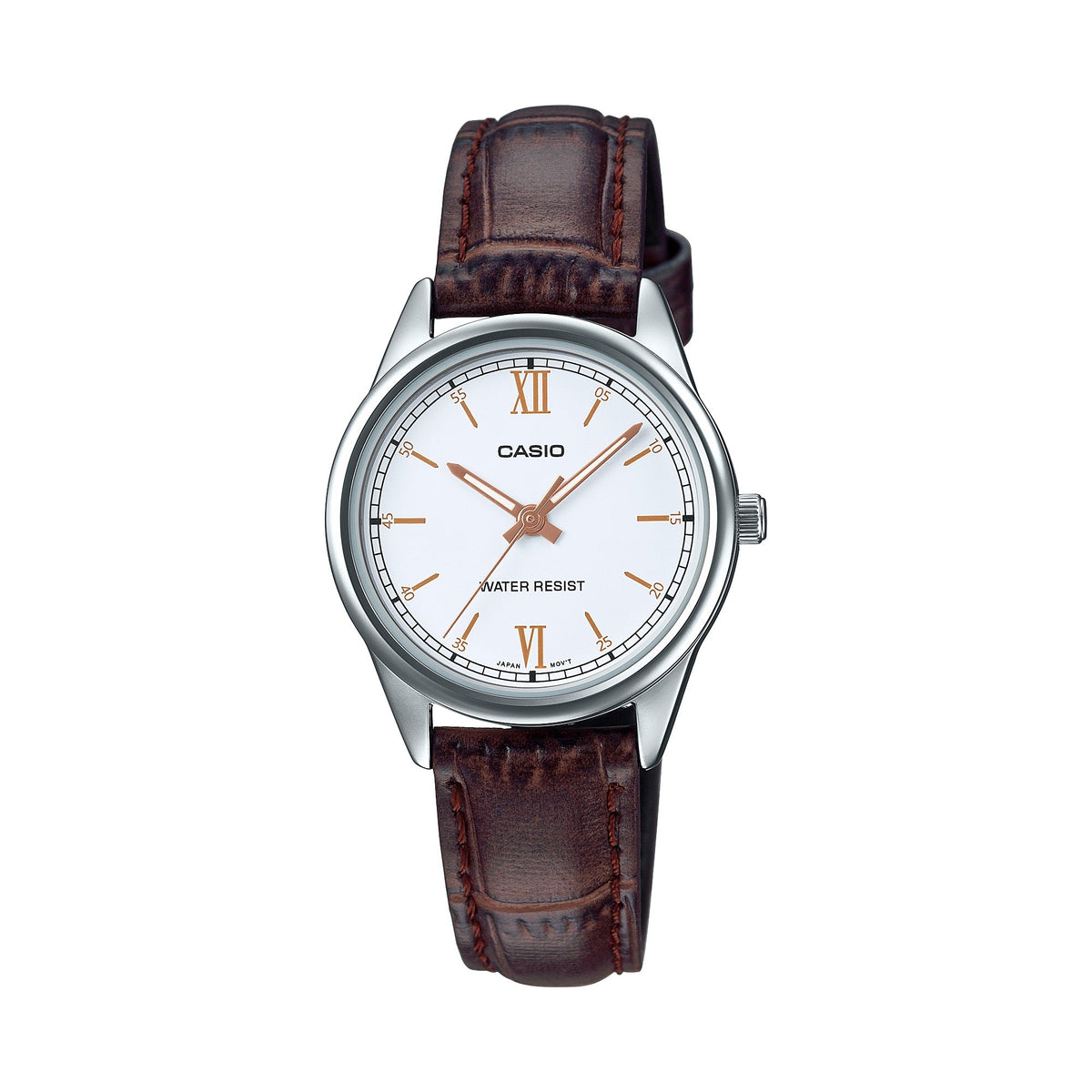 Casio Women’s Brown Leather Watch with White Dial - LTP-V005L-7B3UDF