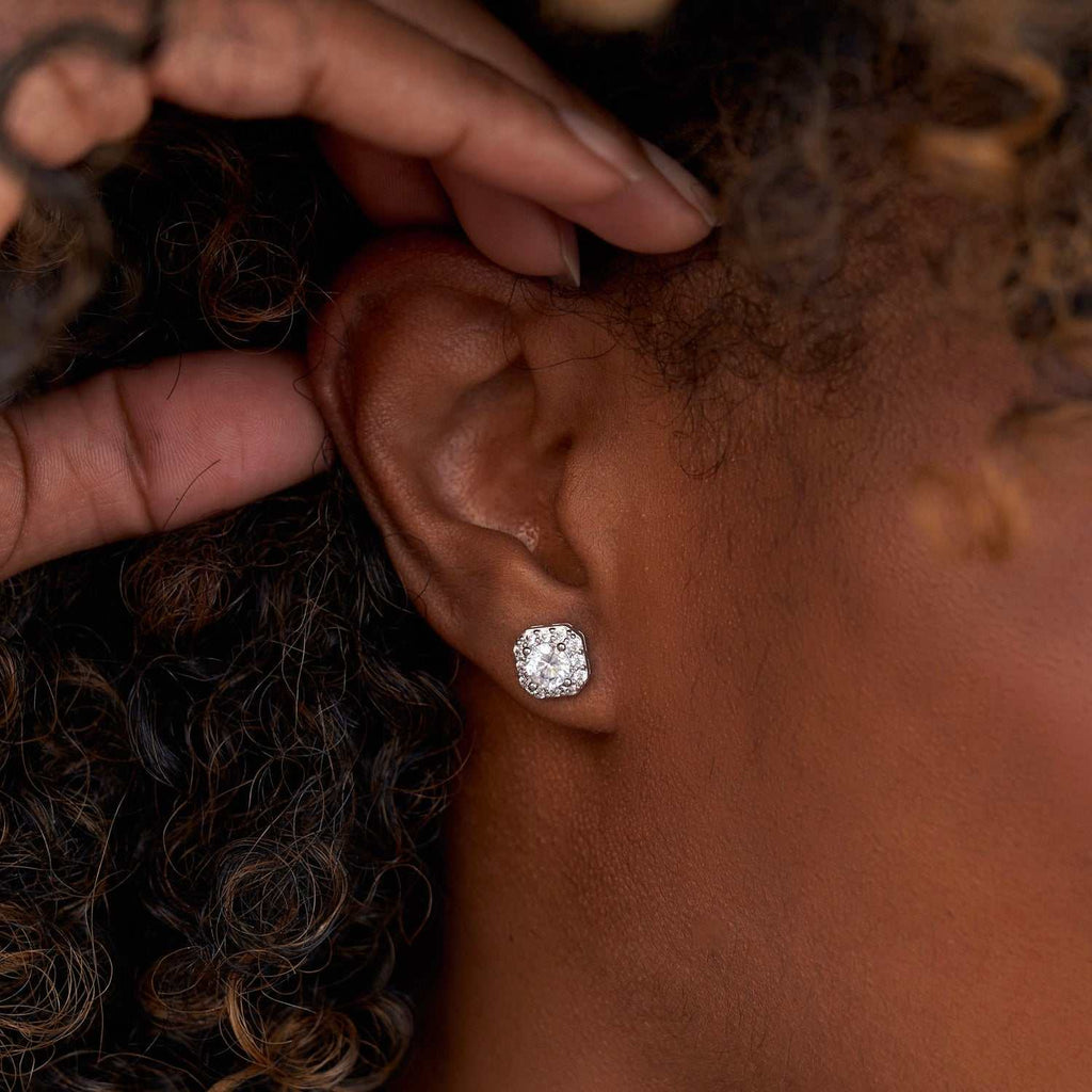 GLD Micro Clustered Diamond Earrings White Gold