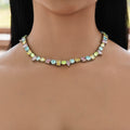 Floating Pastel Multicolor Stone Necklace in White Gold