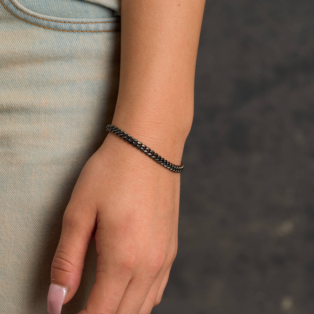 Miami Cuban Chain Bracelet in Black - 5mm