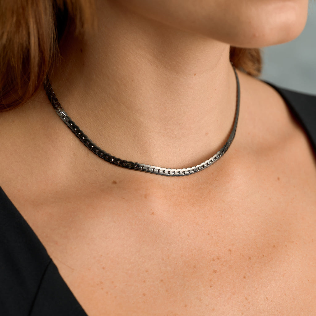 South Beach Cuban Chain Necklace in Black - 5mm