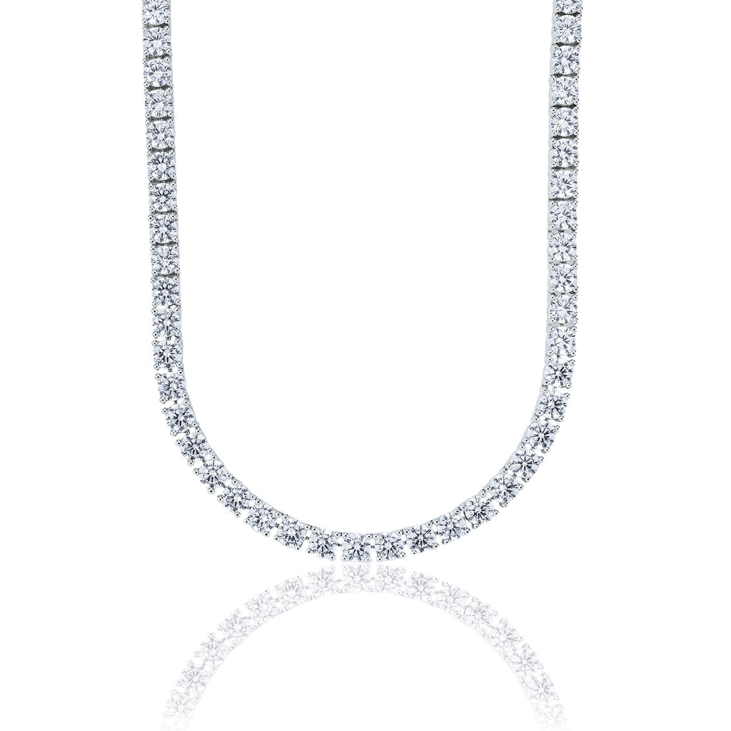 Men's Moissanite Diamond Tennis Chain in White Gold Vermeil - 5mm