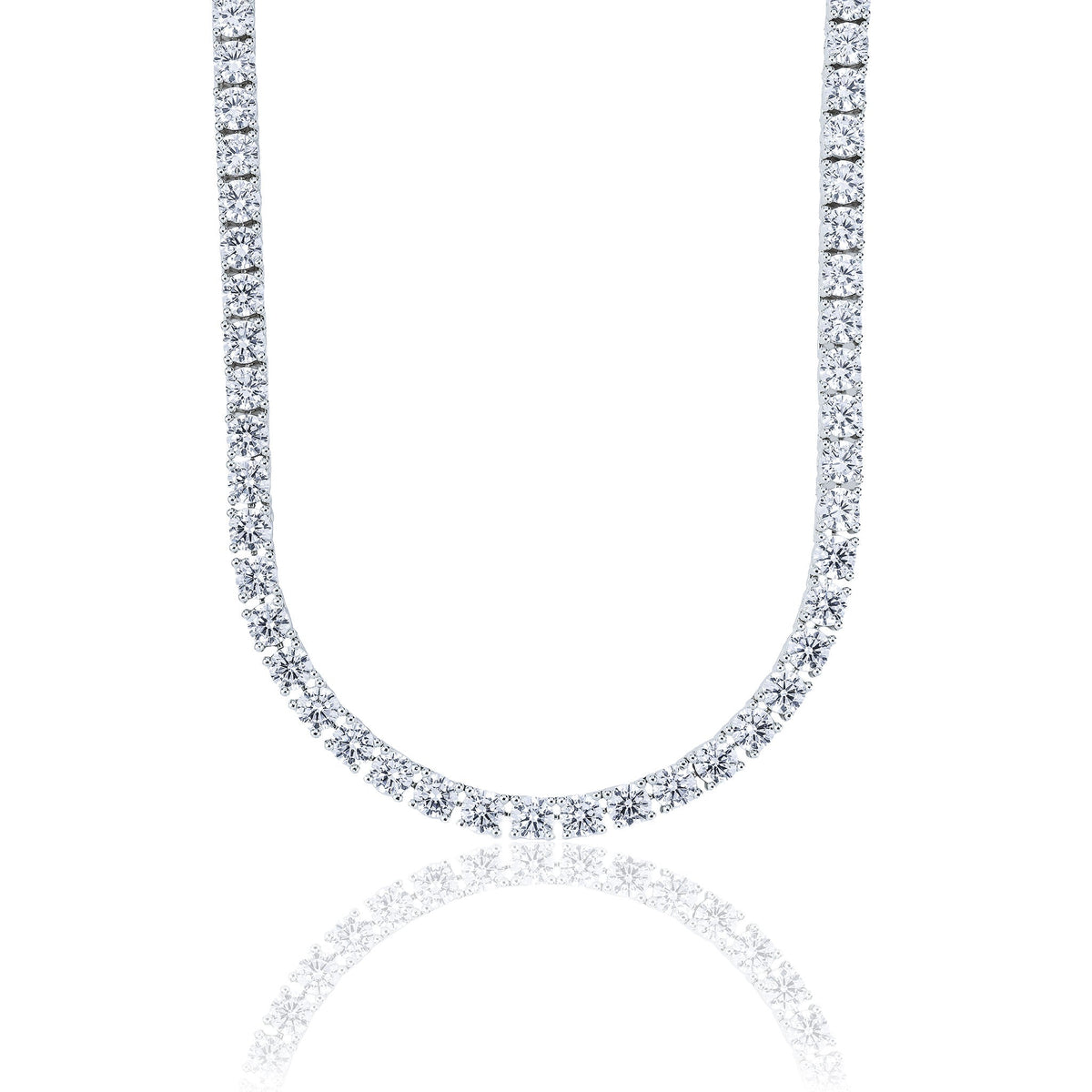 Men's Moissanite Diamond Tennis Chain in White Gold Vermeil - 5mm