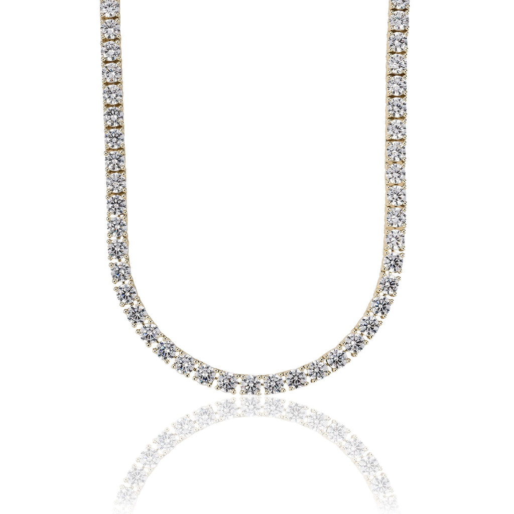 Women's Moissanite Diamond Tennis Necklace in Yellow Gold Vermeil - 5mm