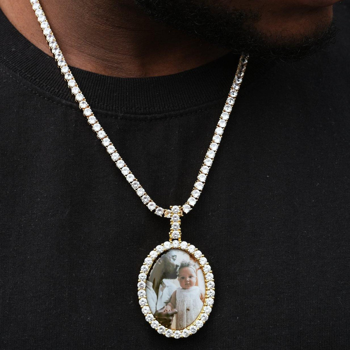 Large 3D Oval Custom Picture Pendant