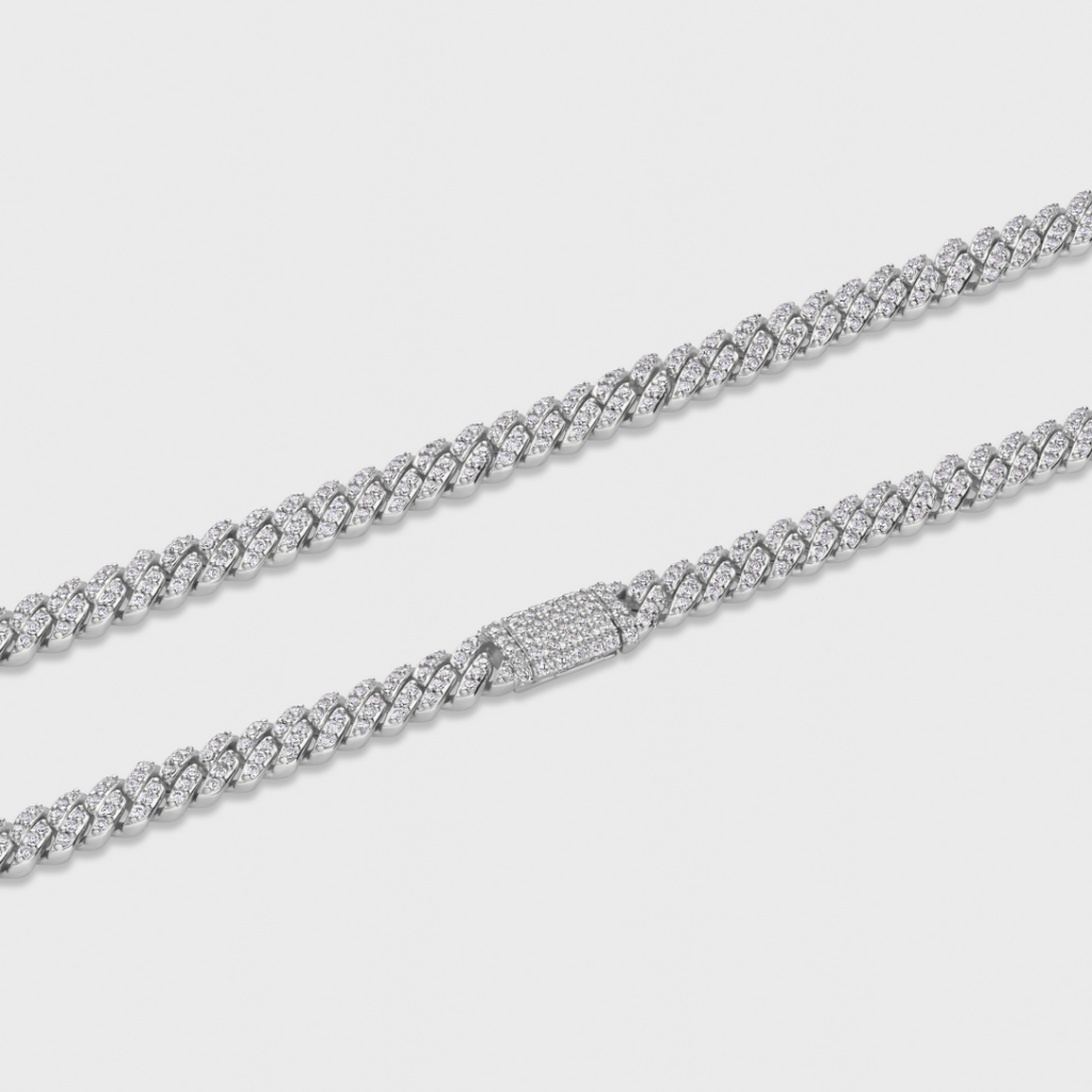 Iced Micro Prong Cuban Chain (Silver) - 6mm