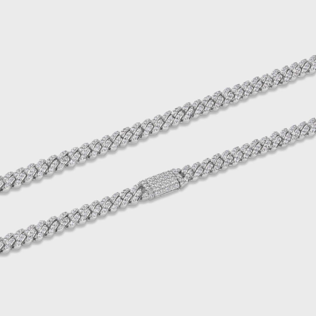 Iced Micro Prong Cuban Chain (Silver) - 6mm