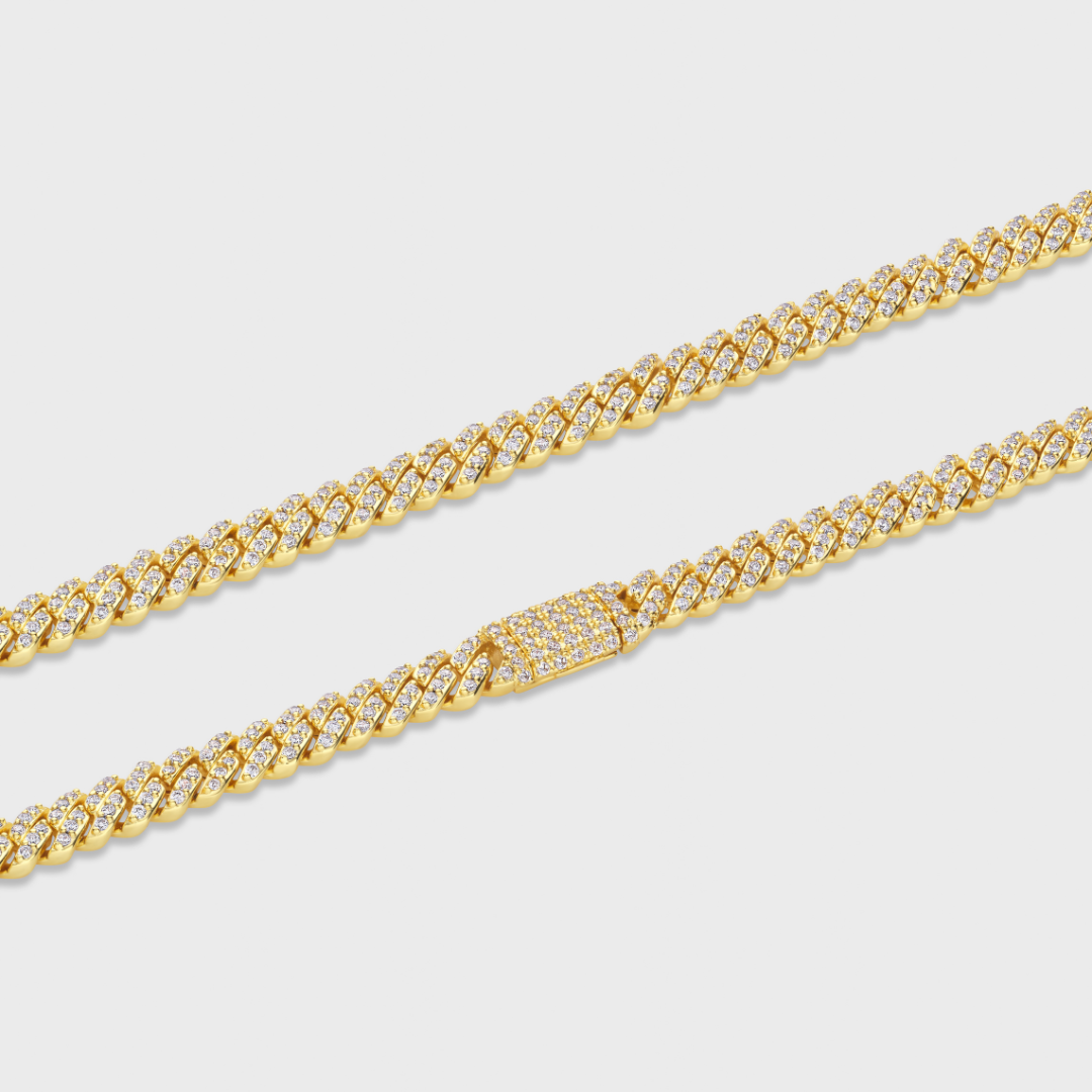 Iced Micro Prong Cuban Chain (Gold) - 6mm