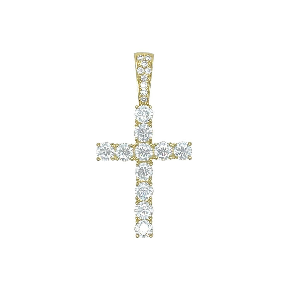 Men's Moissanite Diamond Cross Pendant in Yellow Gold Vermeil