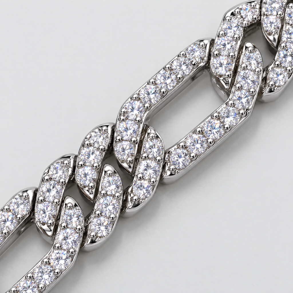 Iced Figaro Bracelet (Silver) - 7mm