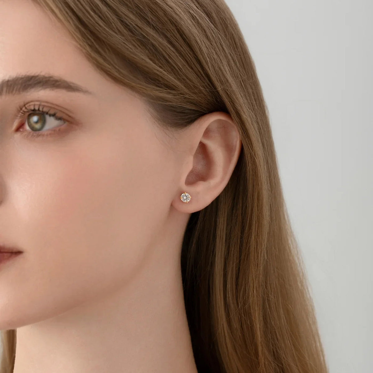 Round Cut Moissanite Stud Earrings