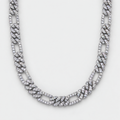 Iced Figaro Chain (Silver) - 7mm