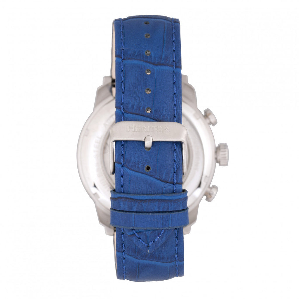 Arthur Semi-Skeleton Leather-Band Watch with Day & Date
