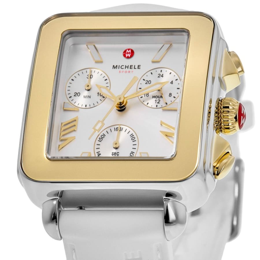 Michele Deco Sport Quartz Chronograph Silver Dial White Silicone Strap Women's Watch MWW06K000069
