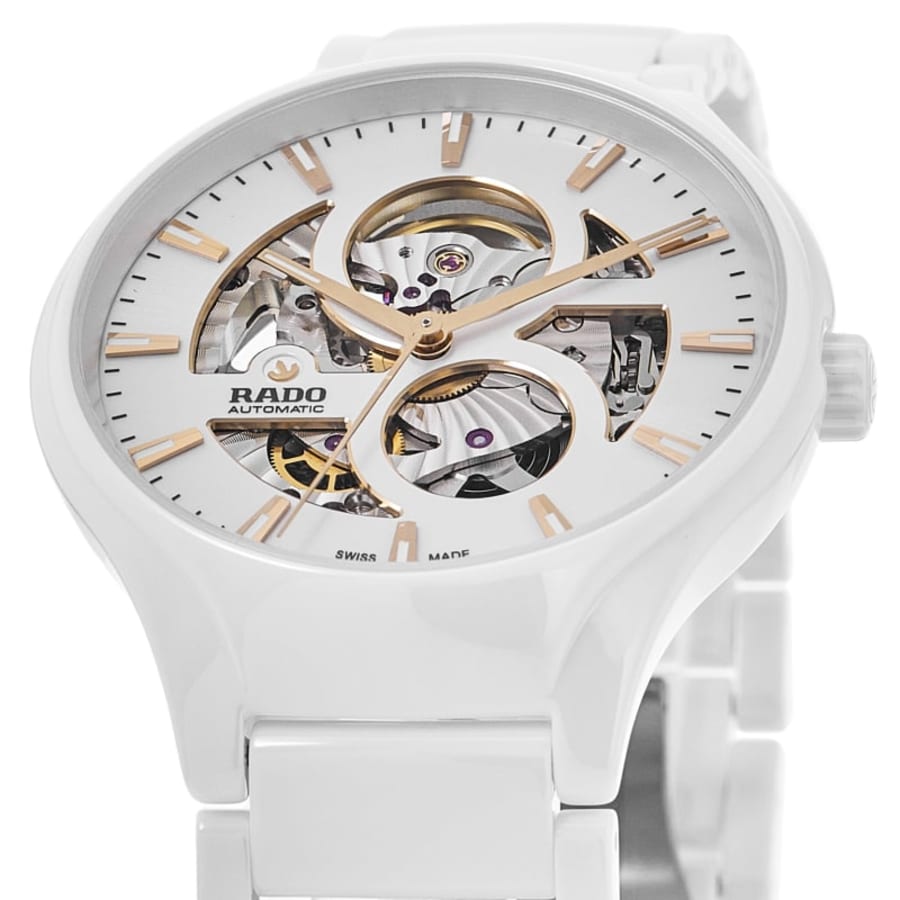 Rado TRUE Round Automatic Open Heart White Dial Ceramic Unisex Watch R27115012
