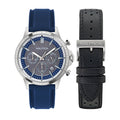 Nautica Mens Nct Blue Ocean Leather And Silicone Watch Box Set