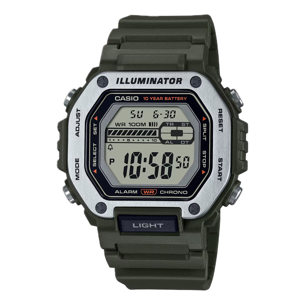 Casio Men's Heavy-Duty Digital Sport Watch with Green Band - MWD-110H-3AV