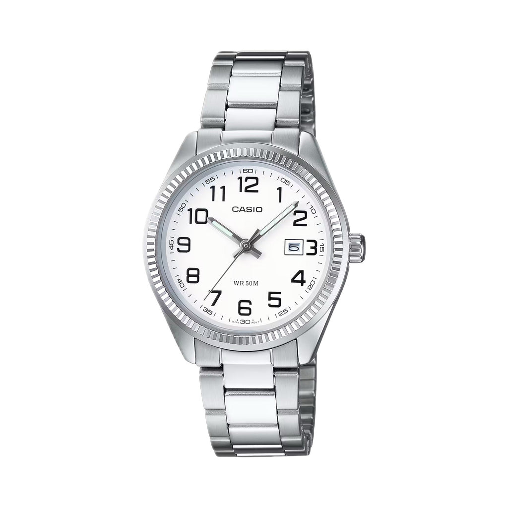 Casio Women’s White Dial Stainless Steel Bracelet Watch - LTP-1302D-7BV