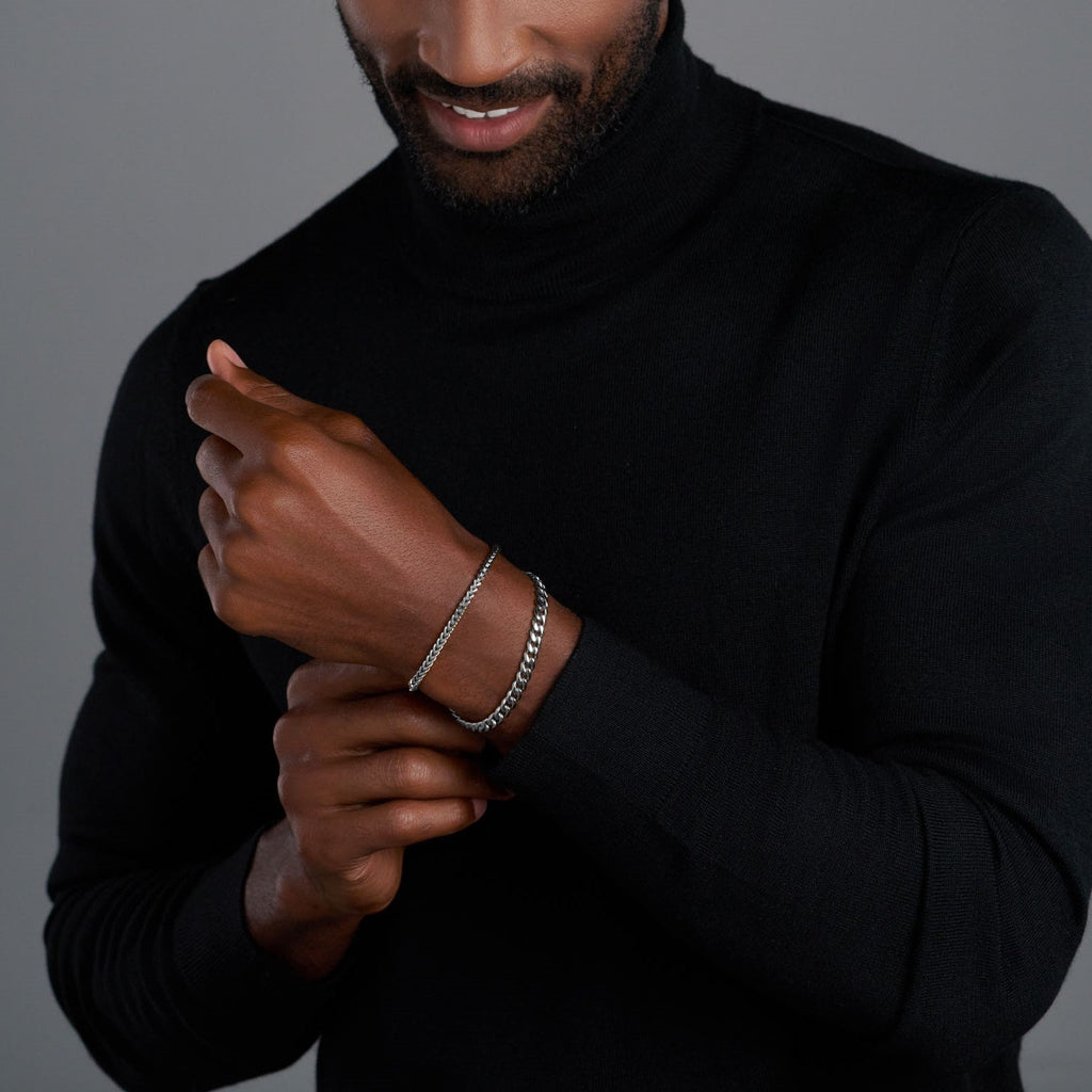 Cuban + Rope Bracelet Stack (Silver)