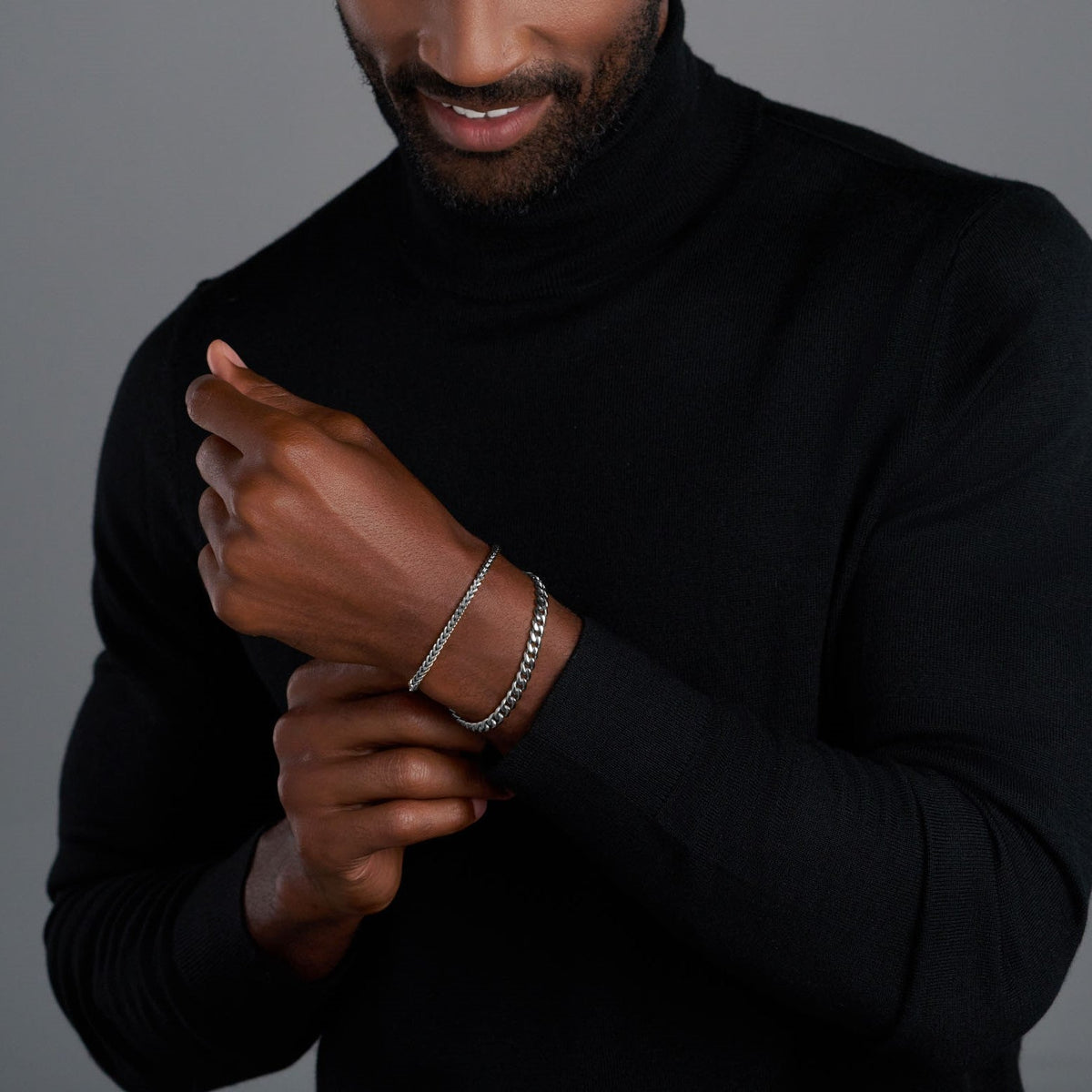 Cuban + Rope Bracelet Stack (Silver)