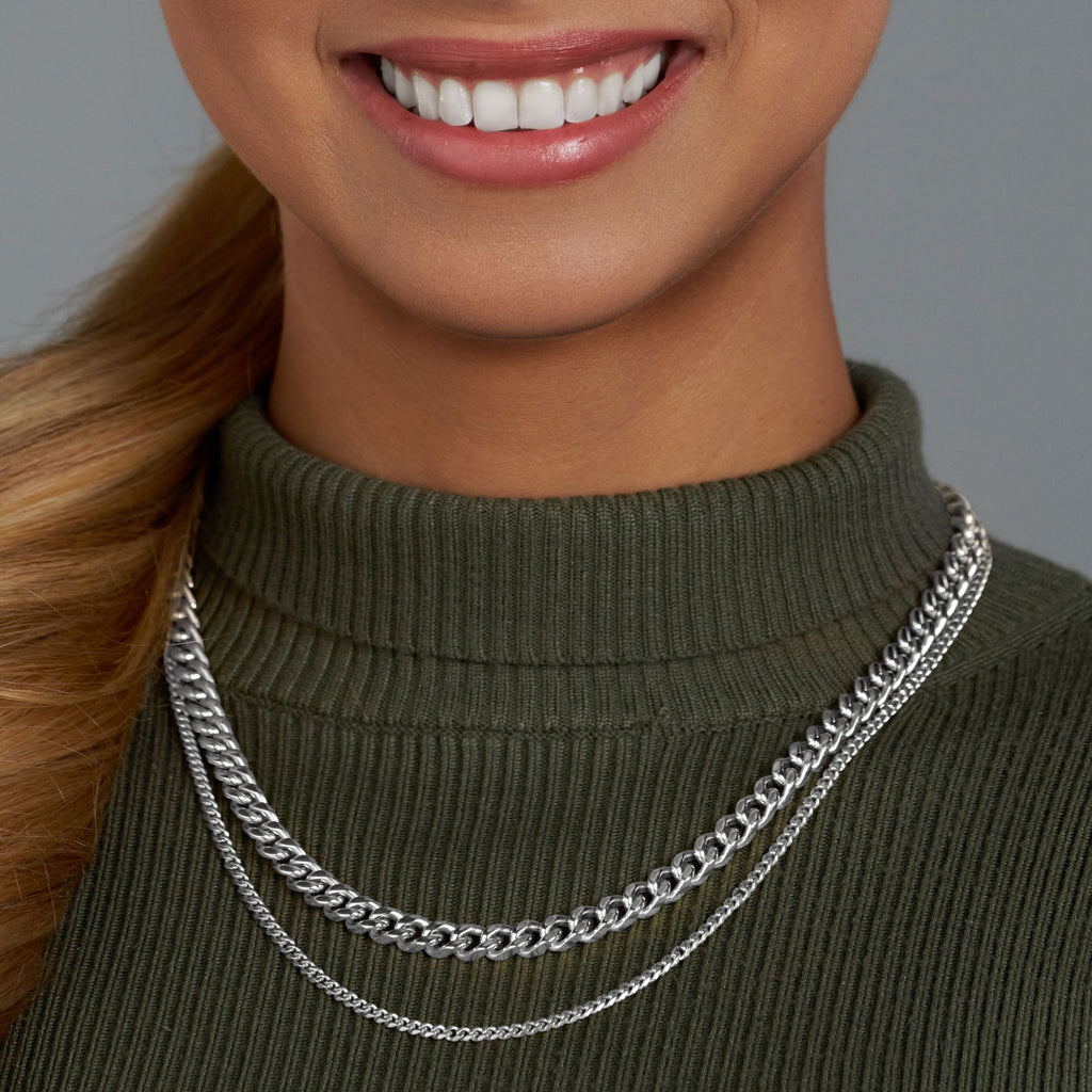 Women's Cuban 5mm + Micro Cuban Stack (Silver)