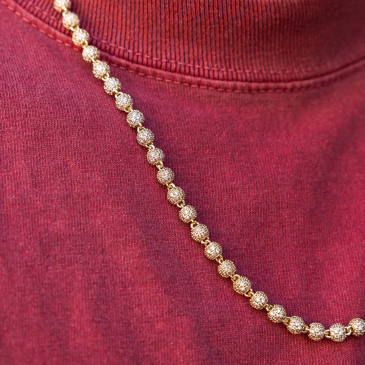 Iced Ball Chain in Yellow Gold - 4mm