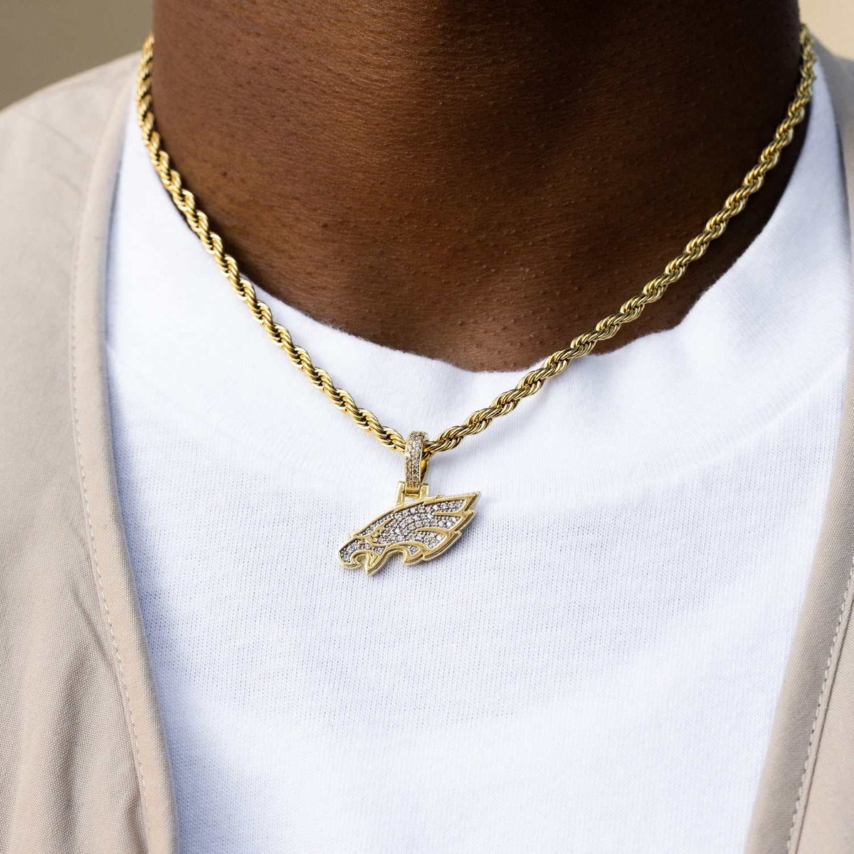 Philadelphia Eagles Official NFL Micro Logo Pendant - Yellow Gold