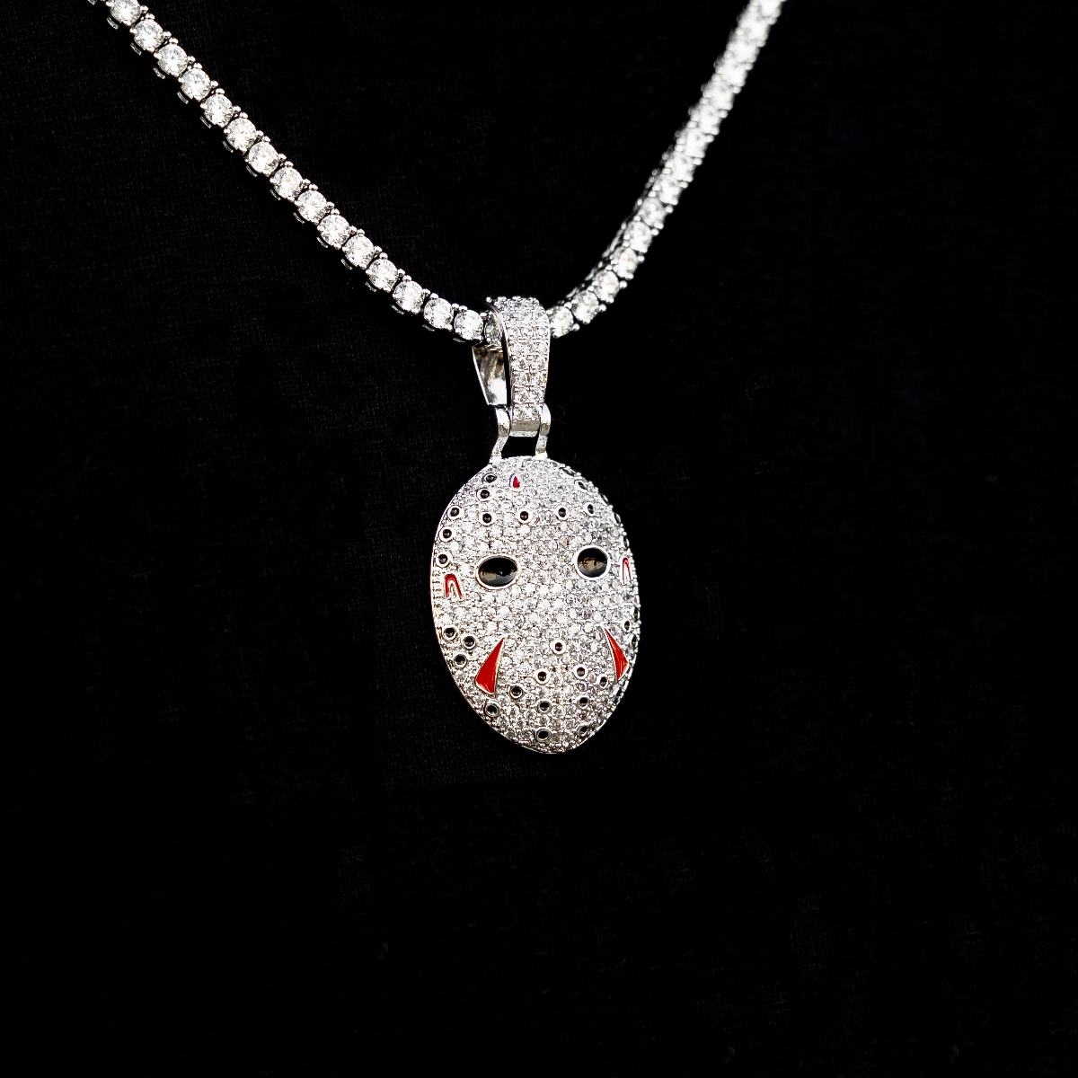 Jason Mask Pendant in White Gold