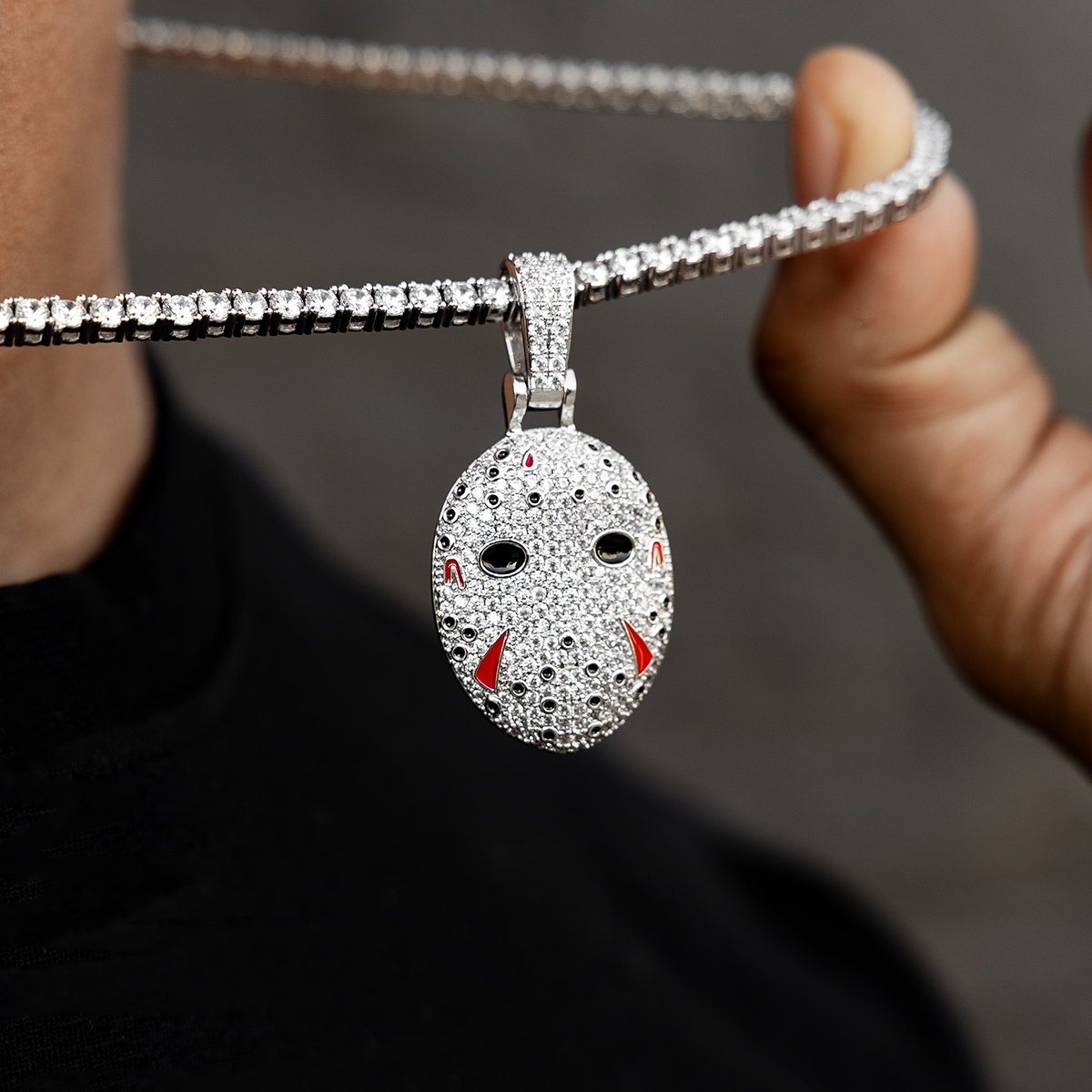 Jason Mask Pendant in White Gold