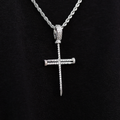 Iced Nail Cross Pendant in White Gold