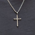 Twisted Rope Cross Pendant + 2MM Rope Necklace Bundle in White Gold